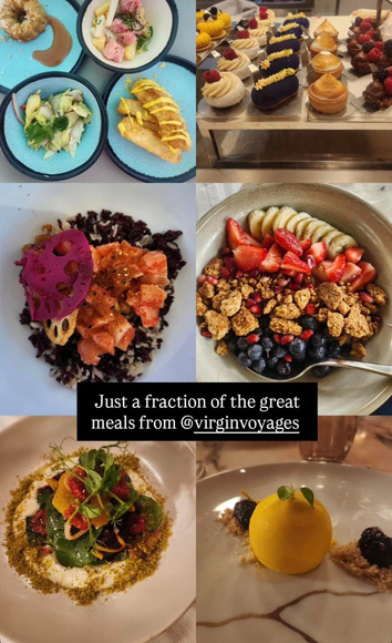 Food collage from Virgin Voyages