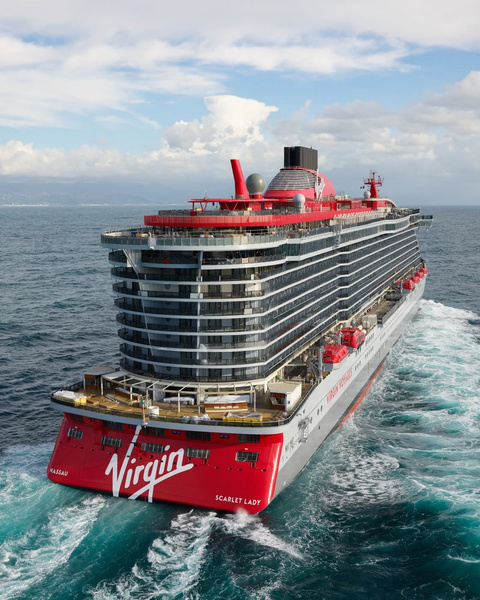 Virgin Voyages ship at sea